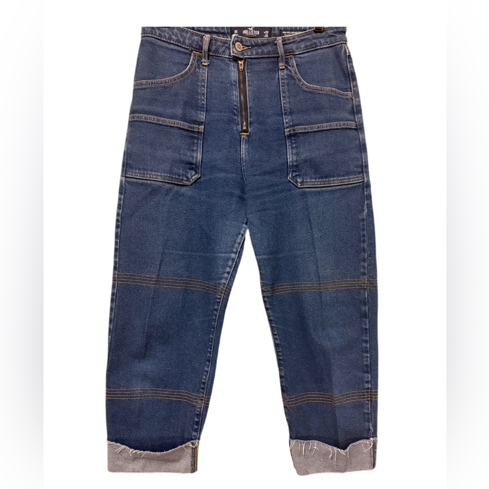 Hollister Women’s High Rise Crop Boyfriend Jeans 9R‎ W29 L25 Oversized Pocket